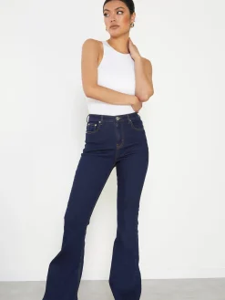 Glamorous High Waisted Jeans|Dark Blue High Waisted Flared Jeans -