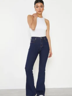 Glamorous High Waisted Jeans|Dark Blue High Waisted Flared Jeans -