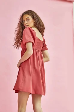 Glamorous Graduation|Mini Dresses|Dark Rose Square Neck Empire Mini Dress -