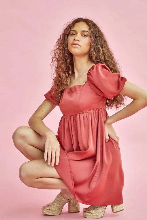 Glamorous Graduation|Mini Dresses|Dark Rose Square Neck Empire Mini Dress -