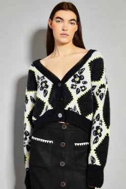 Glamorous Cardigans|Diamond Floral Print V-Neck Cardigan -