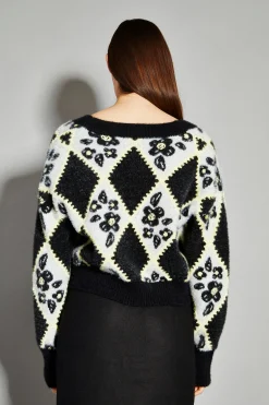 Glamorous Cardigans|Diamond Floral Print V-Neck Cardigan -