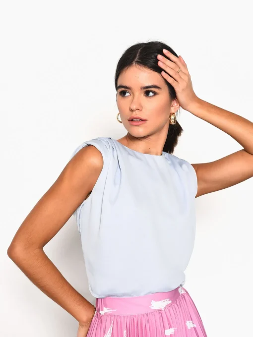 Glamorous Go To Partywear|Dusty Blue Grey Top -