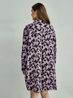 Glamorous Go To Partywear|Day Dresses|Dusty Lilac Sketch Animal Print Shirt Dress -