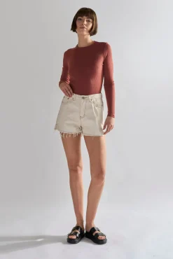 Glamorous Chic Escapes|Denim Shorts|Ecru High waisted Denim Shorts -