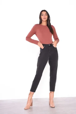 Glamorous Straight Leg Jeans|Faded Black Straight Leg Slim Fit Jeans -
