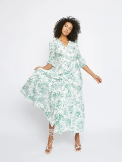 Glamorous Wrap Dressses|Midi & Midaxi Dresses|Floral Leaf Cotton Midi Dress -