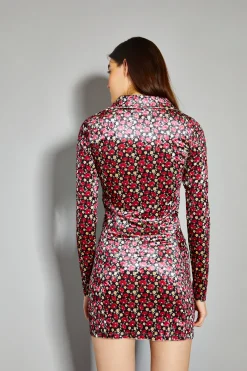 Glamorous Go To Partywear|Mini Skirts|Floral Print Velvet Mini Skirt -