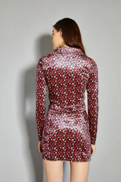 Glamorous Blouses & Shirts|Floral Print Velvet Button Front Shirt -