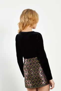 Glamorous Go To Partywear|Going Out Skirts|Geo Brocade High Waisted A-line Mini Skirt -