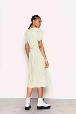 Glamorous Chic Escapes|Midi & Midaxi Dresses|Green Ditsy Print Side Split Midi Dress -