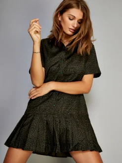 Glamorous Mini Dresses|Mini Dresses|Green Mini Leopard Shift Mini Dress -