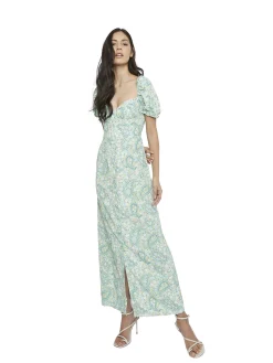 Glamorous Midi & Midaxi Dresses|Midi & Midaxi Dresses|Green Paisley Floral Midi Dress -