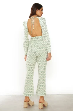 Glamorous Jet Setter|Co-ords|Green Retro Wave High Waisted 3/4 Length Trousers -
