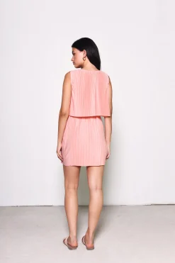 Glamorous Mini Skirts|High Waisted Peach Plisse Mini Skirt -