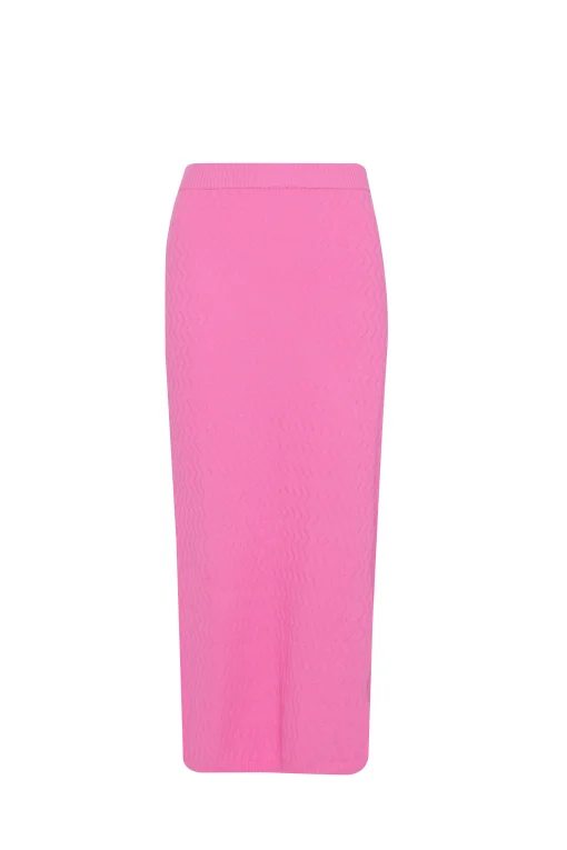 Glamorous Midi & Midaxi Skirts|Hot Pink Textured Midi Skirt -