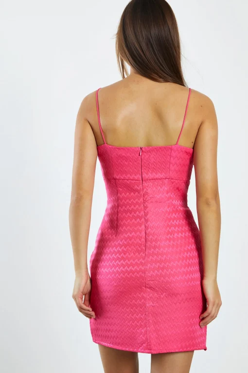 Glamorous Party Dresses|Going Out Dresses|Hot Pink Textured Empire Line Cami Dress -