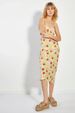 Glamorous Day Dresses|Midi & Midaxi Dresses|Lemon Bold Floral Strappy Midi Dress -