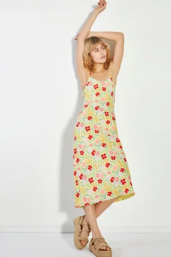 Glamorous Day Dresses|Midi & Midaxi Dresses|Lemon Bold Floral Strappy Midi Dress -