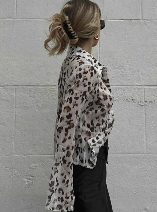 Glamorous Go To Partywear|Blouses & Shirts|Leopard Print Chiffon Button Front Shirt -