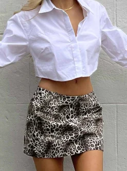 Glamorous Going Out Skirts|Go To Partywear|Leopard Print PU Mini Skirt -