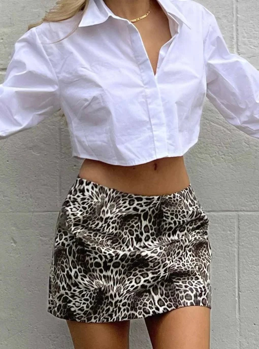 Glamorous Going Out Skirts|Go To Partywear|Leopard Print PU Mini Skirt -