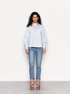 Glamorous Blouses & Shirts|Light Blue Puff Sleeve Blouse -