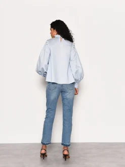Glamorous Blouses & Shirts|Light Blue Puff Sleeve Blouse -