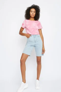Glamorous Denim Shorts|Light Stonewash Denim Long Shorts -