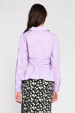 Glamorous Blouses & Shirts|Lilac Belted Long Sleeve Shirt -