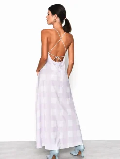 Glamorous Best Dressed Guest|Go To Partywear|Lilac Checkerboard Print Midi Dress -