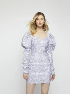 Glamorous Mini Dresses|Mini Dresses|Lilac Floral Volume Sleeve Mini Dress -