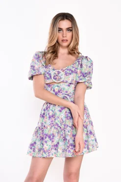 Glamorous Best Dressed Guest|Lilac Garden Floral Milkmaid Buckle Detail Crop Top -