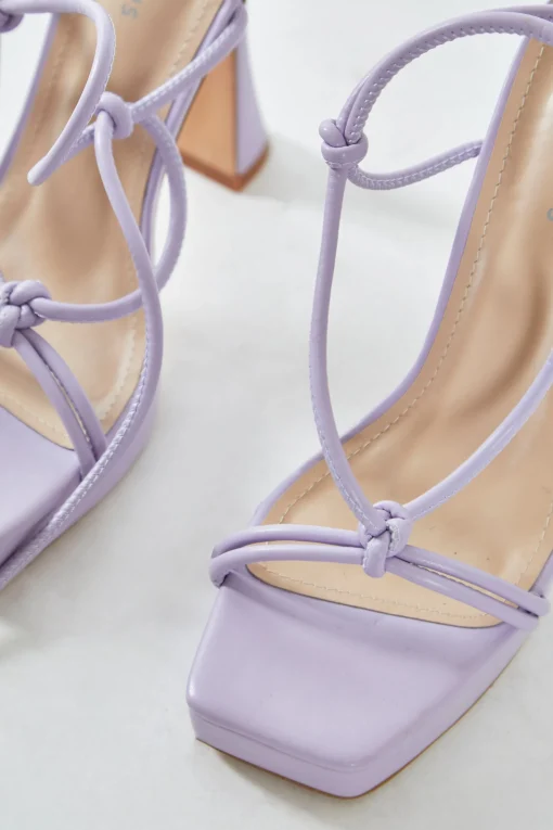 Glamorous Prom|Best Dressed Guest|Lilac Lace Up Flared Heels -