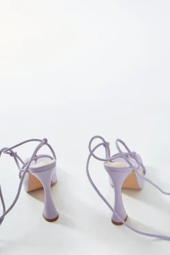 Glamorous Prom|Best Dressed Guest|Lilac Lace Up Flared Heels -