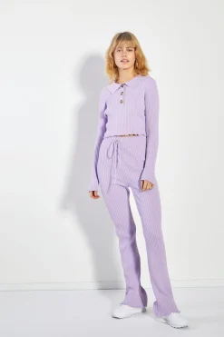 Glamorous Jet Setter|Co-ords|Lilac Marl Button Front Jumper -
