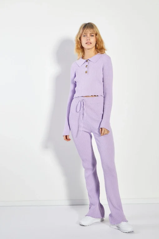 Glamorous Jet Setter|Co-ords|Lilac Marl Button Front Jumper -