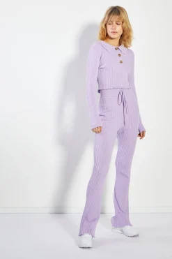 Glamorous Jet Setter|Co-ords|Lilac Marl Rib High Waisted Trousers -