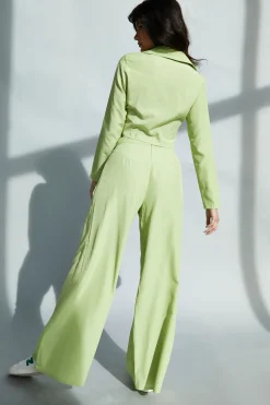 Glamorous Wide Leg Trousers|Lily Green High Waisted Wide Leg Trousers -