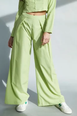 Glamorous Wide Leg Trousers|Lily Green High Waisted Wide Leg Trousers -