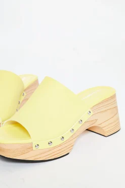 Glamorous Chic Escapes|Mules|Lime Open Toe Mule Clog Sandals -