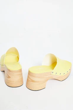 Glamorous Chic Escapes|Mules|Lime Open Toe Mule Clog Sandals -