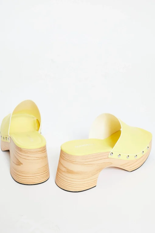 Glamorous Chic Escapes|Mules|Lime Open Toe Mule Clog Sandals -