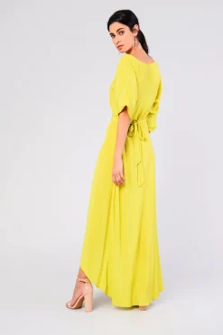 Glamorous Wrap Dressses|Midi & Midaxi Dresses|Lime V- Neck Wrap Midi Dress -