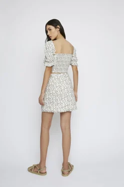 Glamorous Mini Skirts|Linear Floral Ruched Mini Skirt -