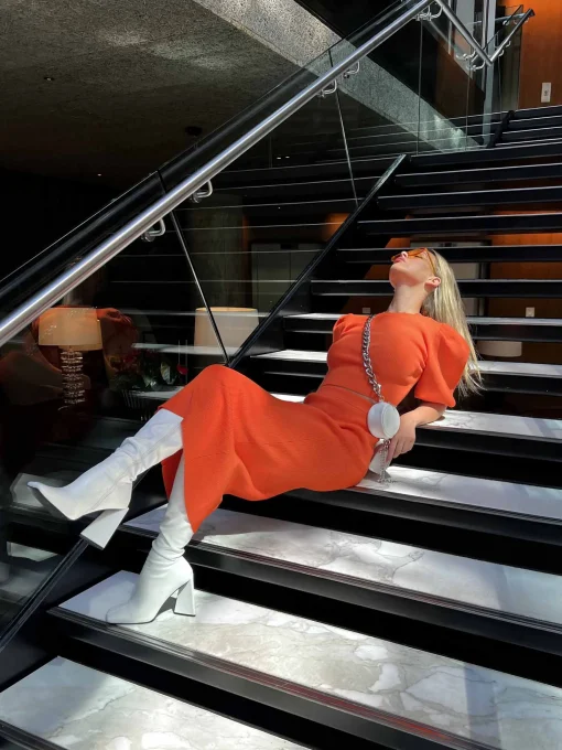 Glamorous Co-ords|Midi & Midaxi Skirts|Mandarin Orange Low Waisted Midaxi Skirt -