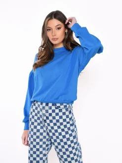 Glamorous Blouses & Shirts|Marine Blue Sweatshirt -