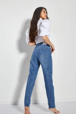 Glamorous High Waisted Jeans|Mom Jeans|Mid Stone High Waisted Mom Jeans -