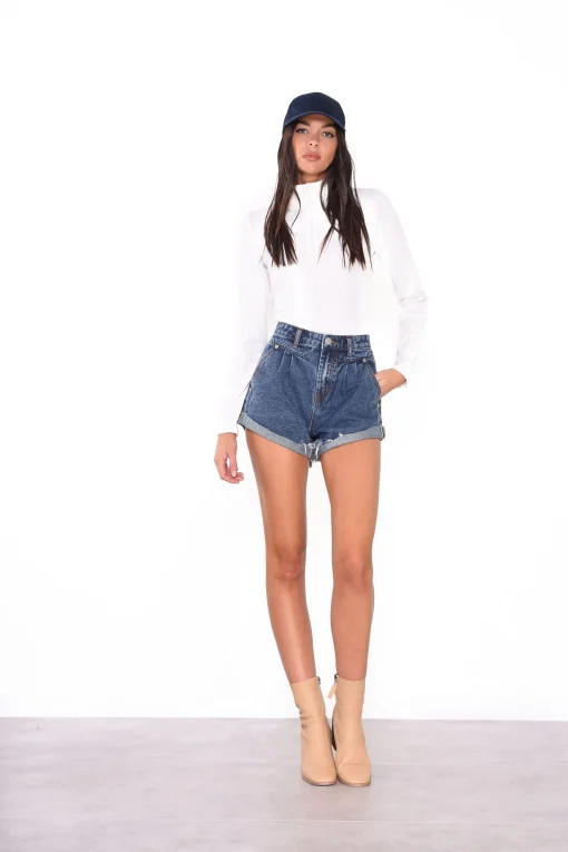 Glamorous Chic Escapes|Denim Shorts|Mid Stonewash High Waisted Denim Shorts -