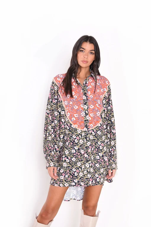 Glamorous Day Dresses|Midi & Midaxi Dresses|Mixed Folk Floral Shift Midi Dress -
